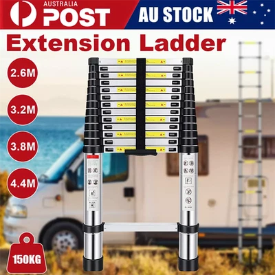 Telescopic Ladder Adjustable 2.6/3.2/3.8/4.4m Aluminium Extendable Step Ladder - image 1 of 4