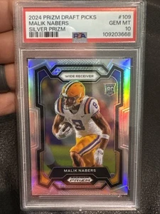 2024 Panini Prizm Draft Picks Malik Nabers Silver Prizm Rookie #109! PSA 10! - Picture 1 of 2