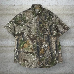 Vintage 90s Realtree Hunting Camo Button Up Shirt Herren XL Woodland Kurzarm - Bild 1 von 3