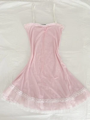 куски фарфора розовый кружевной бант лента с рюшами babydoll мини-платье кокетка ♡ - Изображение 1 из 3