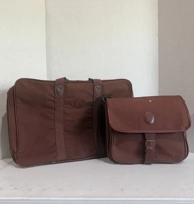 2 Vintage Polo Ralph Lauren Duffel Bags Leather Canvas Travel Luggage - Image 1 of 4