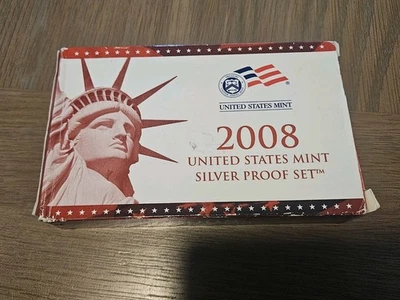 2008-S US Mint Silver Proof Set with COA & Box 14 Coins 7-90% Silver Coins, WoW! - Image 1 of 4