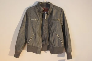 NUEVO CON ETIQUETAS Miss London Forrado FAUX Cuero Bombardero Motociclista Chaqueta Talla XL Puños de Tela - Imagen 1 de 4