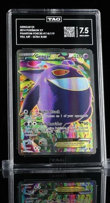2014 POKEMON XY PHANTOM FORCES #114 FULL ART GENGAR EX TAG 7.5 789 SCORE - Image 1 of 2