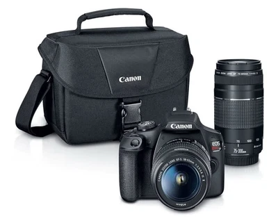 Canon EOS Rebel T7 DSLR Camera 2 Lens Kit (EF18-55mm & EF75-300mm), Black - Image 1 of 4