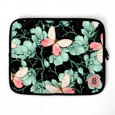 Personalised Dark Butterfly Monogram Laptop Sleeve, personalised laptop case - Image 1 of 4