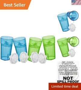 Smart Cup Blue & Green 4-Pack Open Training Cup, Toddler Cup, No Suction 6oz,... - Picture 1 of 9