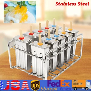 10 Pcs DIY Stainless Steel Frozen Mold Ice Cream Popsicle Model Mold Pop Holder - Picture 1 of 13