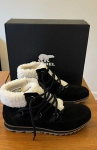 Sorel Harlow Lace Cozy Boots Women’s Size 9.5 Black / Gum Bootie - Picture 1 of 10