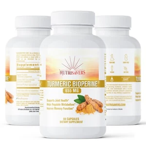 Turmeric w/ BioPerine - 650mg Immune Support Blend Ultimate Defense, Pack of 3 - Picture 1 of 8