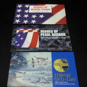 Lot of (3) Marshall Island $10 brass commemorative coins 1991-1994 BU - Picture 1 of 7
