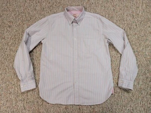 Brooks Brothers Shirt Mens Large White Pink Striped Oxford OCBD Button Up 90s - Picture 1 of 15