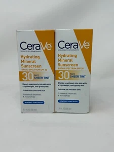 CeraVe Hydrating Mineral Sunscreen, Sheer Tint Facial SPF 30, 1.7 fl oz. QTY 2 - Picture 1 of 4