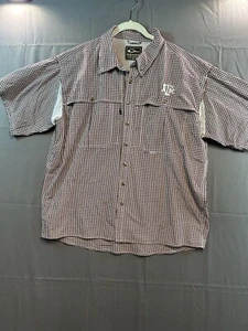 Drake Vented Shirt Mens XL Maroon Check Texas A&M Aggies Outdoor Pocket - Picture 1 of 8