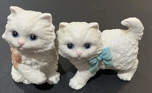 HOMCO PORCELAIN WHITE PERSIAN KITTEN FIGURINES - Picture 1 of 1