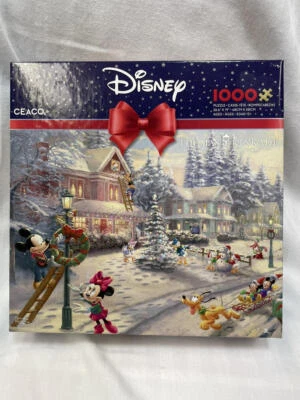 Disney MICKEYS VICTORIAN CHRISTMAS Disney Kinkade Ceaco 1000 pc Puzzle Sealed NW - Image 1 of 4