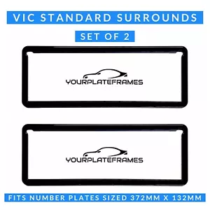 Number Plate Surrounds Frames VIC Standard Black Set Front & Rear 372mm X 132mm - Picture 1 of 6