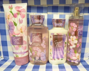 4 Bath & Body Works SWEET PEA Fragrance Mist Cream Lotion Shower Gel Gift SET - Picture 1 of 1