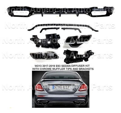 E63 Diffuser & Muffler Tips Satin E550 E350 Sedan Only 2017 2018 2019 2020 Matte - Image 1 of 4