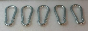 5 Carabiners Carbon Steel Zink Chrome Snap 5 /16" x 3" l Wll 500 Lb (V V) - Picture 1 of 6