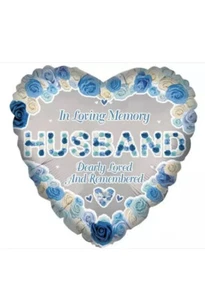 Luxury foil Balloons Husband Heart Shape Remembrance Memorial Funeral Balloons - Picture 1 of 3