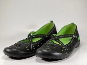 Womens JBU Adventure On Tessy Mary Jane flats sandals shoes Sz 9.5 Black/Green - Picture 1 of 8