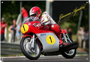GIACOMO AGOSTINI METAL SIGN,WORLD CHAMPION GRAND PRIX MOTORCYCLE ROAD RACER - Picture 1 of 1