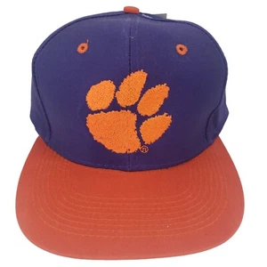 Vintage Clemson Tigers Snapback Logo 7 CAP HAT NWT Embroidered Paw Orange Purple - Picture 1 of 11
