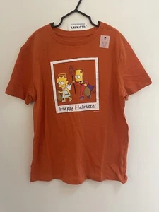 Old Navy Unisex Kid The Simpsons Bart Lisa Halloween Short Sleeve Shirt Orange M - Picture 1 of 3