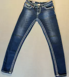 Jeans True Religion Joey Super T da donna con cuciture spesse TAGLIA 28 blu made in USA - Foto 1 di 11