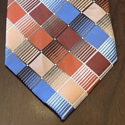 Van Heusen Orange Blue 100% Polyester Men’s Neck Tie Made In China - Image 1 of 4