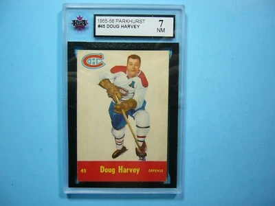 1955/56 PARKHURST NHL HOCKEY CARD #45 DOUG HARVEY KSA 7 NM SHARP!! 55/56 PARKIE - Image 1 of 4