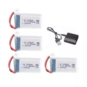 4Pcs 3.7V 800mAh 25C LiPo Battery XH2.54 Plug + 4 Port Charger For RC Airplane - Picture 1 of 5