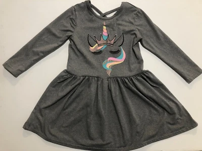 Vestido Unicornio Manga Larga Gris Estilo Libre Niñas Talla 4 Foto 1 de 4