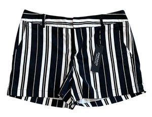 Jones New York Chino Shorts Women's Sz 2 Black/White Striped NWT - Picture 1 of 4
