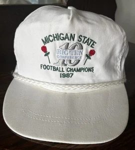 Rare Vintage Michigan State Spartans Big 10 Champions 1987 White Strap Back - Bild 1 von 7