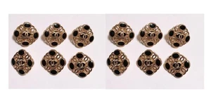 CHANEL vintage logo square buttons black/gold 18mm set of 12 - Picture 1 of 4
