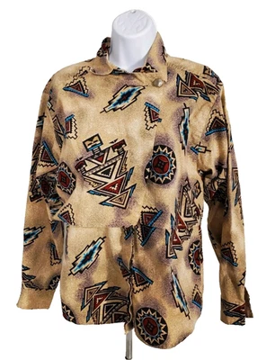 Wrangler Western Shirt Womens M Aztec Southwest Tribal Rodeo Cowgirl Vintage - Image 1 of 4