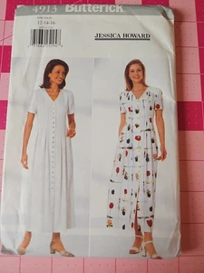 Butterick Pattern 4913 A Line Button Front Pleated Dress Sizes 12 14 16 UNCUT - Picture 1 of 2