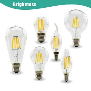 E27 E14 LED Bulb Filament C35 C35L ST64 A60 Retro Edison Lamp Light 220V-240V - Picture 1 of 16