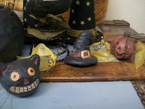 NIB 5' Halloween GARLAND Black Cat Jack O Lantern Witch Paper Clay Coil Wire - Picture 1 of 6