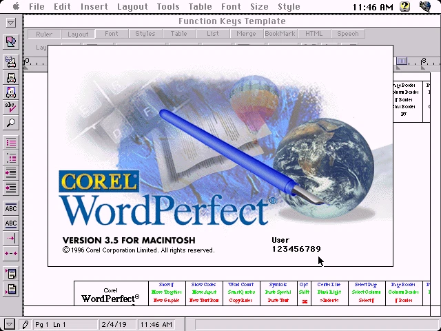 Corel Wordperfect 3.5 for Mac (no box) - Immagine 1 di 1