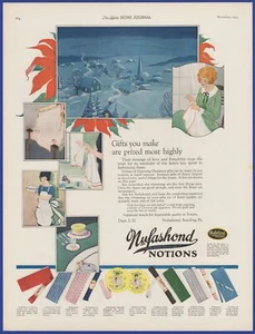 Vintage 1924 NUFASHOND Notions Elastic Edge-trim Sewing Ephemera 20s Print Ad - Picture 1 of 1