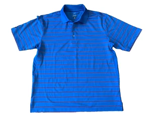 GLEN ECHO Golf Blue Short Sleeve Polo Pullover Sz Lg Men Stripe Pattern - Picture 1 of 4