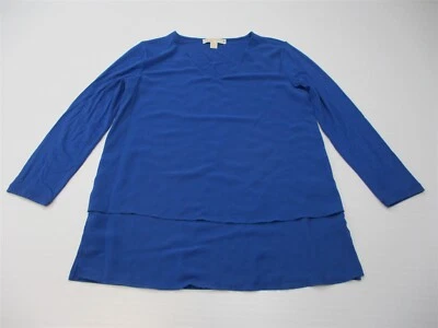 Blusa túnica top MICHAEL MICHAEL KORS para mujer talla S cuello en V azul real dosfer Foto 1 de 4