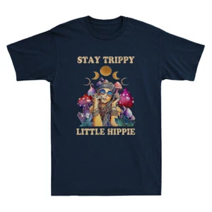 Stay Trippy Little Hippie Fungus Magic Mushrooms Funny Unisex T-Shirt - Picture 1 of 8
