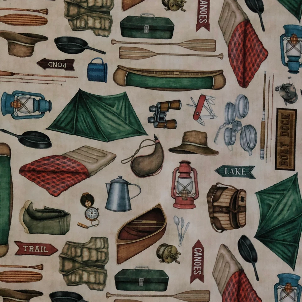 Quilting Treasures Dan Morris Backcountry Camping Motifs Cream