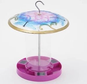 Evergreen Hanging Solar LIGHTED Decorative Birdfeeder Glass Top Dragonfly QVC - Picture 1 of 8