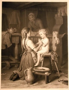 Meyer von Bremen "GEBET" Radierung von Habelmabb 1855 - Platte 56x41 cm - Picture 1 of 5