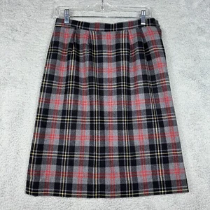Falda Pendleton 100 % lana para mujer 10 Petite MacPherson tartán negra roja a cuadros - Imagen 1 de 8